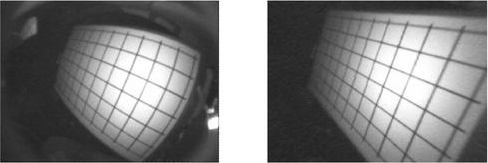 
   
    Figure 6: A distorted image (on the left) and the corrected image (on the right) 
   
  